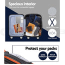 Wanderlite 3pc Luggage Trolley Travel Set Suitcase Carry On TSA Lock Hard Case Lightweight Orange - RnR Galore
