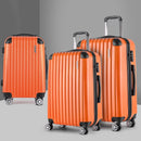 Wanderlite 3pc Luggage Trolley Travel Set Suitcase Carry On TSA Lock Hard Case Lightweight Orange - RnR Galore