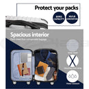 Wanderlite 3pc Luggage Trolley Travel Set Suitcase Carry On TSA Lock Hard Case Lightweight Silver - RnR Galore