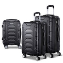 Wanderlite 3pc Luggage Trolley Travel Suitcase Set TSA Hard Case Lightweight Black - RnR Galore