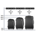 Wanderlite 3pcs LuggageTrolley Set Travel Suitcase Storage Organiser Carry On Hard Case TSA Lightweight Black - RnR Galore