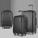 Wanderlite 3pcs LuggageTrolley Set Travel Suitcase Storage Organiser Carry On Hard Case TSA Lightweight Black - RnR Galore