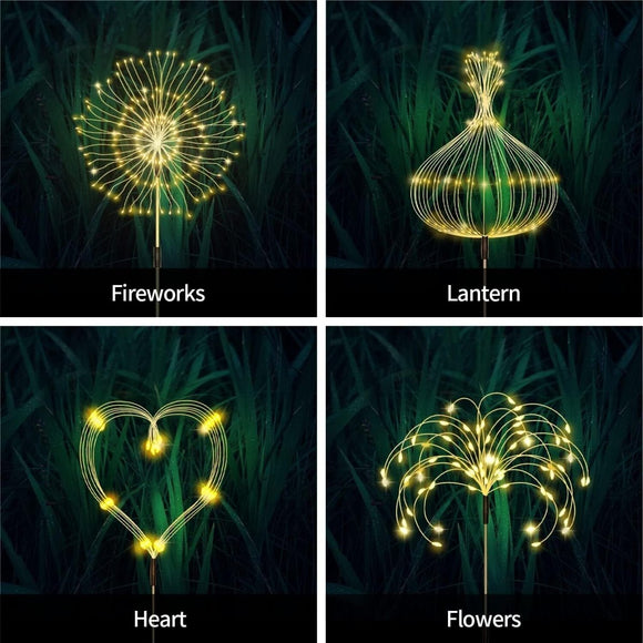 Warm White Fireworks 120 LED Fairy String Lights Starburst Solar Xmas Garden Night Lamp Hot NEW - RnR Galore