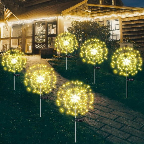 Warm White Fireworks 120 LED Fairy String Lights Starburst Solar Xmas Garden Night Lamp Hot NEW - RnR Galore