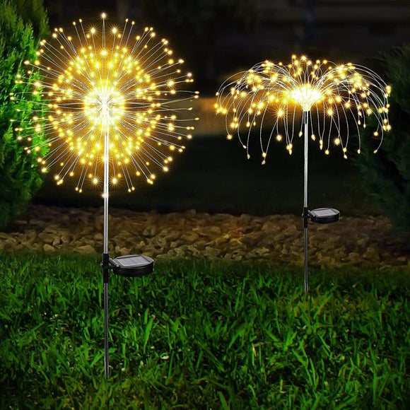 Warm White Fireworks 120 LED Fairy String Lights Starburst Solar Xmas Garden Night Lamp Hot NEW - RnR Galore