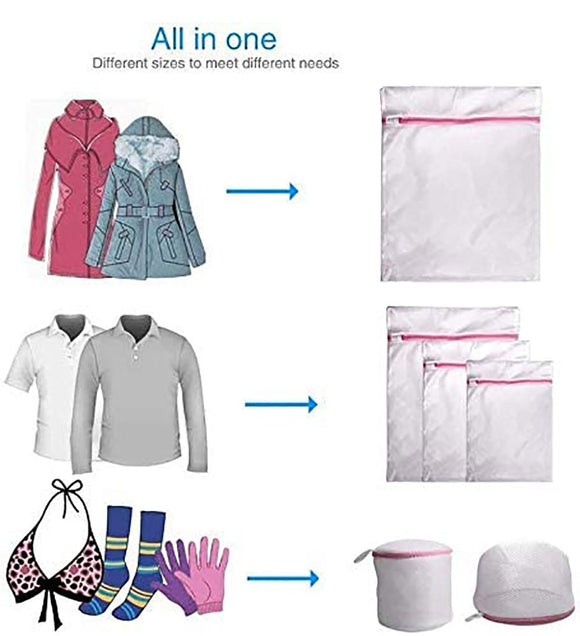 Washing Bag Pack Set Of 6 Laundry Bags Mesh Lingerie Delicate clothes Wash Bags - RnR Galore