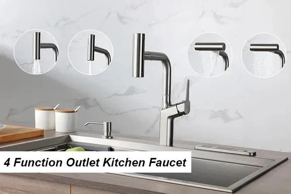 Waterfall Kitchen Tap Extender 4 Spray Modes 360 Swivel Faucet Aerator Flying Rain Nozzle High Pressure Sink Attachment Universal Fit Chrome Finish - RnR Galore