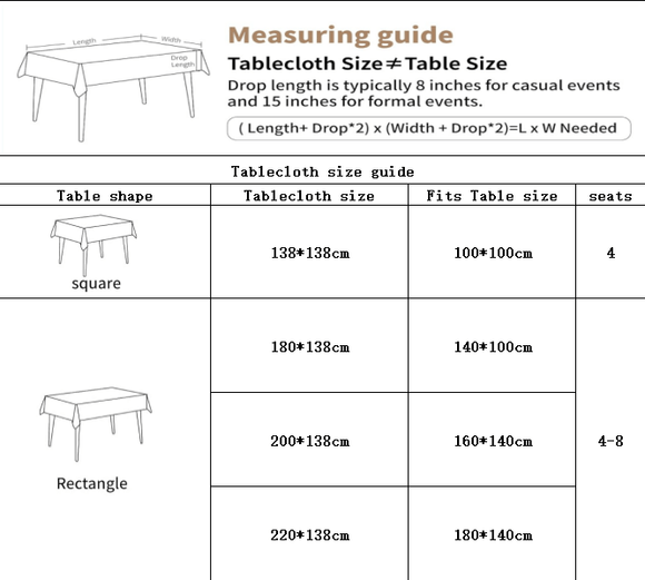 Waterproof Oilproof Washable Heat - Resistant PVC Tablecloth - 5 Patterns & Sizes for Home, Restaurant & Picnic Dining（A,200*138） - RnR Galore