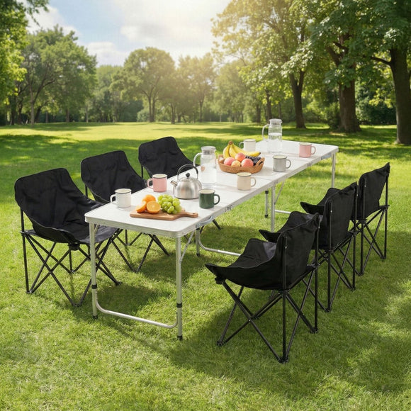 Weisshorn 7pc Camping Table Chair Set Outdoor Folding Aluminium Portable Picnic - RnR Galore