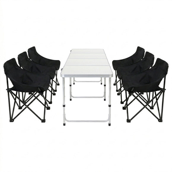 Weisshorn 7pc Camping Table Chair Set Outdoor Folding Aluminium Portable Picnic - RnR Galore