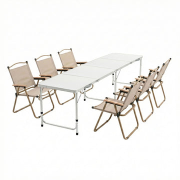Weisshorn 7pc Camping Table Chair Set Outdoor Folding Aluminium Portable Picnic - RnR Galore