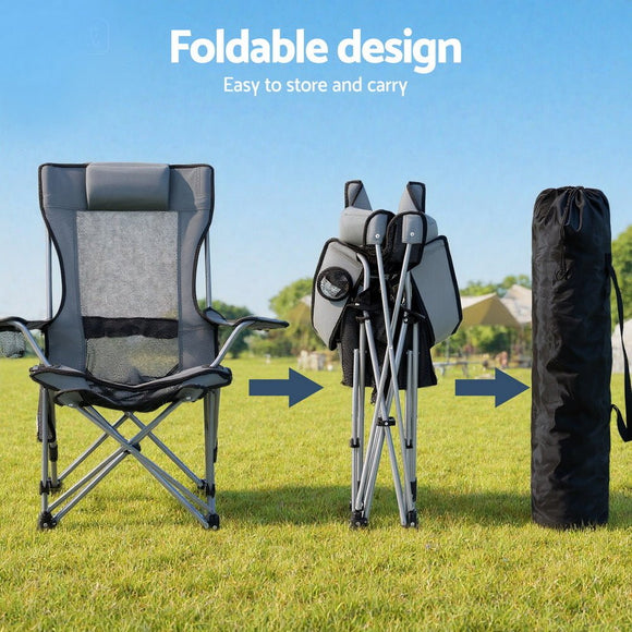Weisshorn Camping Chair Adjustable Reclining Portable Outdoor Folding Chair Grey - RnR Galore