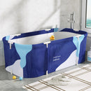 Weisshorn Foldable Bathtub PVC Spa Bucket Inflatable Cushion 134x65cm Navy Blue - RnR Galore