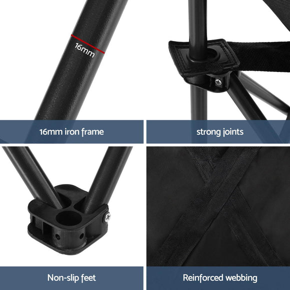 Weisshorn Folding Camping Moon Chair Portable Seat Weight Capacity 120KG Black - RnR Galore