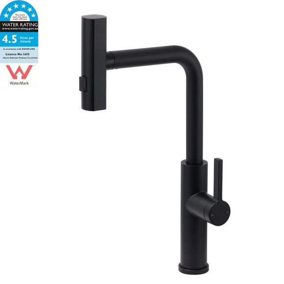 WELS Matte Black 3 - Mode Spray Pull Out Kitchen Mixer Sink Laundry Faucet Tapware - RnR Galore