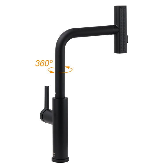 WELS Matte Black 3 - Mode Spray Pull Out Kitchen Mixer Sink Laundry Faucet Tapware - RnR Galore