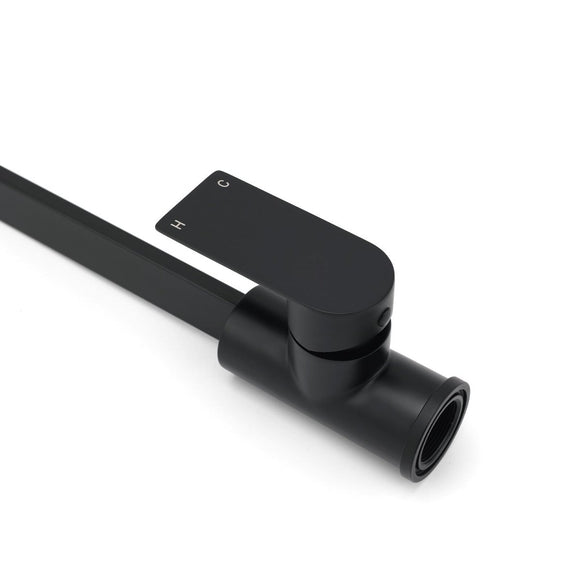 WELS Matte Black High Rise Gooseneck Kitchen Sink Laundry Mixer Faucet Tapware - RnR Galore