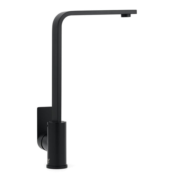 WELS Matte Black High Rise Gooseneck Kitchen Sink Laundry Mixer Faucet Tapware - RnR Galore