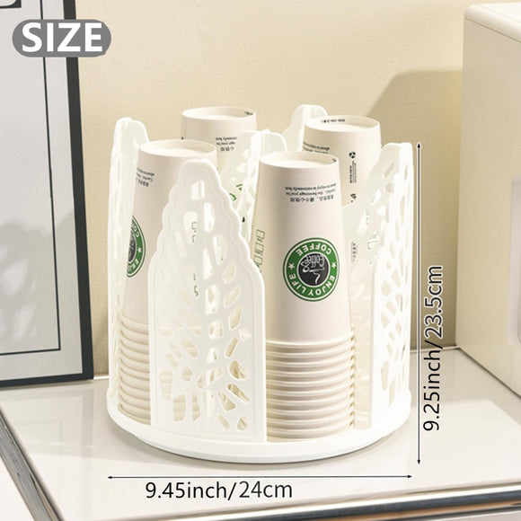 White 360°Rotating Multi - Scenario Countertop Storage Rack - Large Capacity 4 Compartment Holder for Coffee & Tea Cups - RnR Galore