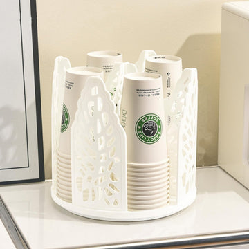 White 360°Rotating Multi - Scenario Countertop Storage Rack - Large Capacity 4 Compartment Holder for Coffee & Tea Cups - RnR Galore