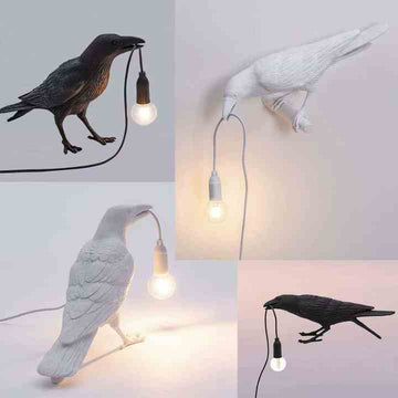 White Bird Left Wall Lamp Nordic Resin Bird Wall Lamp - Creative Animal Bedside Decorative USB Night Light, Stylish Bird Perched Lamp for Bedroom and Living Room - RnR Galore