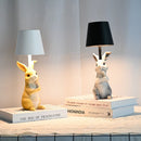 White Bunny White Lampshade Adorable Rabbit Resin Table Lamp - 3 - Color LED, USB Rechargeable, Touch Dimming - RnR Galore