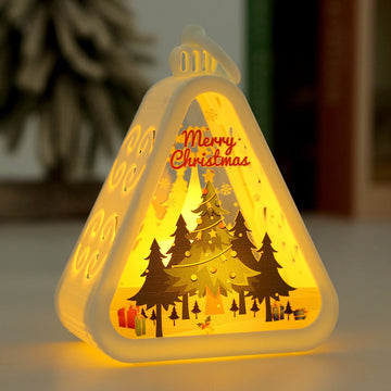 White Christmas tree Charming Christmas Scene Mini Lanterns (Set of 3) - Battery Operated LED Lights for a Cozy Holiday Glow - RnR Galore