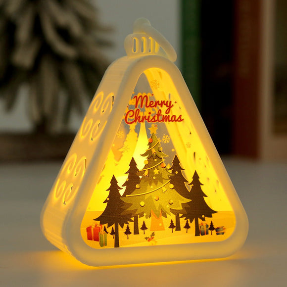 White Christmas tree Charming Christmas Scene Mini Lanterns (Set of 3) - Battery Operated LED Lights for a Cozy Holiday Glow - RnR Galore