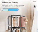 White double layer 360° Rotating Portable Garment Rack - Heavy Duty Rolling Clothes Stand with Wheels for Bedroom & Laundry - RnR Galore