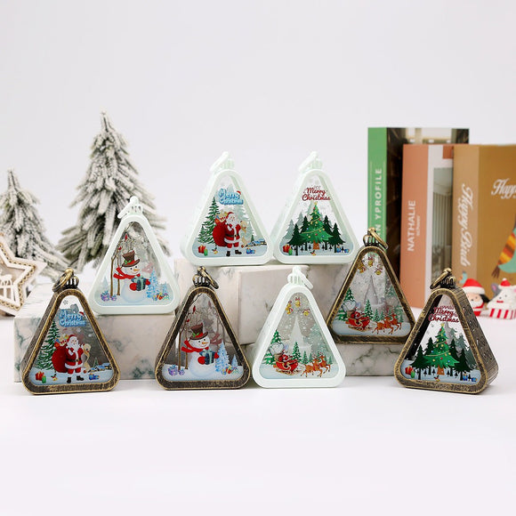 White Elk Charming Christmas Scene Mini Lanterns (Set of 3) - Battery Operated LED Lights for a Cozy Holiday Glow - RnR Galore