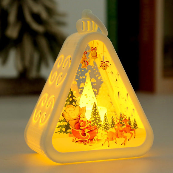 White Elk Charming Christmas Scene Mini Lanterns (Set of 3) - Battery Operated LED Lights for a Cozy Holiday Glow - RnR Galore