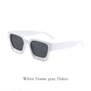 White frame with gray tiles Classic Square Frame Sunglasses - Unisex UV400 Protection, Lightweight & Face - Slimming Design - High Definition Vision Eyewear - RnR Galore