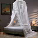 White Hanging Princess Bed Canopy Mosquito Net - Dome Bedding for Dorm Rooms & Bedrooms (Fits 1.5m - 1.8m Beds) - RnR Galore