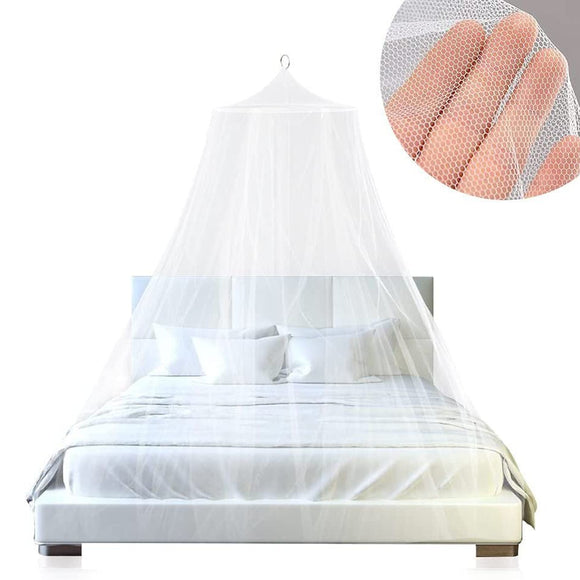 White Hanging Princess Bed Canopy Mosquito Net - Dome Bedding for Dorm Rooms & Bedrooms (Fits 1.8m - 2m Beds) - RnR Galore