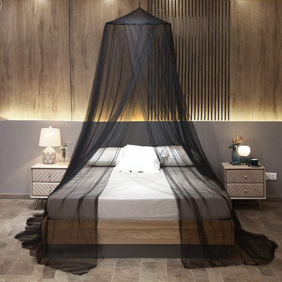 White Hanging Princess Bed Canopy Mosquito Net - Dome Bedding for Dorm Rooms & Bedrooms (Fits 1.8m - 2m Beds) - RnR Galore
