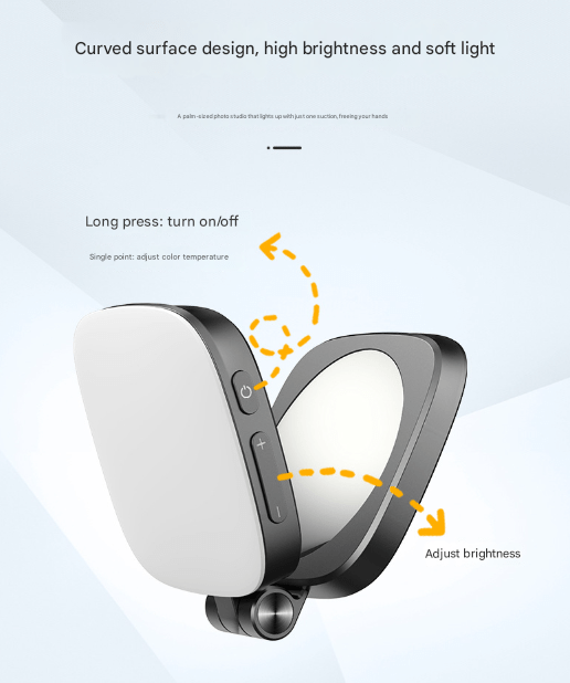 White Magnetic Foldable Selfie Light with Mirror - Rechargeable LED Fill Light for iPhone & Android Vlogging(Mobile phone is a shooting prop and is not included) - RnR Galore