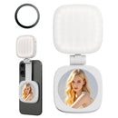 White Magnetic Foldable Selfie Light with Mirror - Rechargeable LED Fill Light for iPhone & Android Vlogging(Mobile phone is a shooting prop and is not included) - RnR Galore