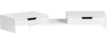 White Monitor Stand with Drawers - RnR Galore