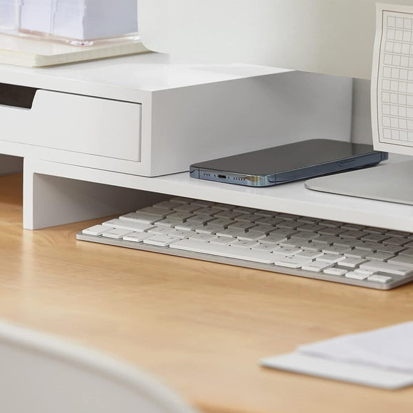 White Monitor Stand with Drawers - RnR Galore