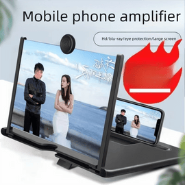 White Portable 10 - Inch Mobile Phone Screen Magnifier with Foldable Stand - 3D HD Video Amplifier for Movies & Reading - Pull - Out Design Compatible with All Smartphones - Ideal for Home, Travel & Camping - RnR Galore