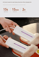 White Portable USB Shoe Dryer & Deodorizer - Constant Temperature Electric Boot Warmer with UV Sanitizer - RnR Galore