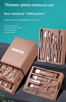 White Premium 13 - in - 1 Manicure & Grooming Kit - Professional Carbon Steel Pedicure Set with Dual - Drawer Case & Mirror - RnR Galore