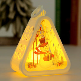 White Snowman Charming Christmas Scene Mini Lanterns (Set of 3) - Battery Operated LED Lights for a Cozy Holiday Glow - RnR Galore