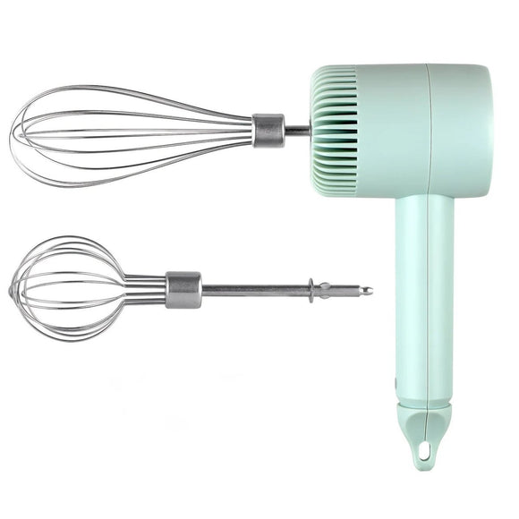 White Wireless charging handheld mixer, 30W with three - speed settings. Dual whisk heads designed for whipping eggs, cream, and batter. Suitable for both kitchen and outdoor use, also an ideal gift. - RnR Galore