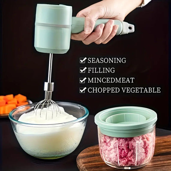 White Wireless charging handheld mixer, 30W with three - speed settings. Dual whisk heads designed for whipping eggs, cream, and batter. Suitable for both kitchen and outdoor use, also an ideal gift. - RnR Galore