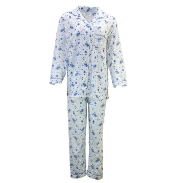 Womens PYJAMAS PJs Set Pajamas Ladies Cotton PJ Womens Long Sleeve Sleepwear - Blue - 20 - RnR Galore