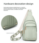 Women's Soft PU Leather Sling Bag Crossbody Chest Purse with Adjustable Boho Strap - Lightweight Multi - Pocket Shoulder Daypack for Travel & Daily Use - Khaki - RnR Galore