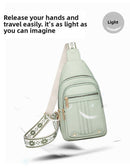 Women's Soft PU Leather Sling Bag Crossbody Chest Purse with Adjustable Boho Strap - Lightweight Multi - Pocket Shoulder Daypack for Travel & Daily Use - Red - RnR Galore