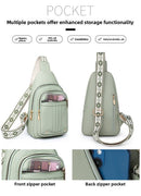 Women's Soft PU Leather Sling Bag Crossbody Chest Purse with Adjustable Boho Strap - Lightweight Multi - Pocket Shoulder Daypack for Travel & Daily Use - Red - RnR Galore