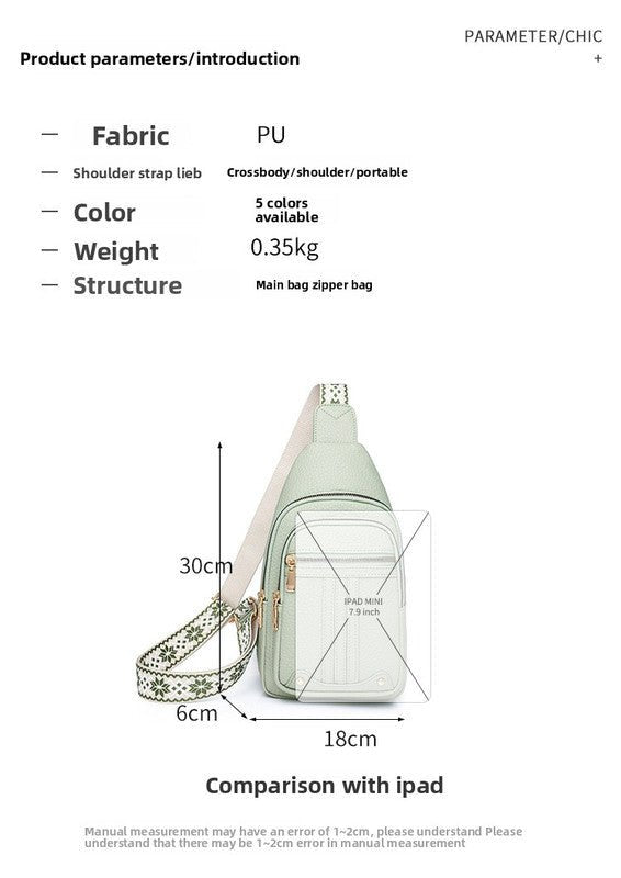 Women's Soft PU Leather Sling Bag Crossbody Chest Purse with Adjustable Boho Strap - Lightweight Multi - Pocket Shoulder Daypack for Travel & Daily Use - White - RnR Galore
